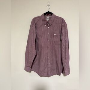 Cinch Men’s Purple Diamond Print Button Down Shirt Size XL Western Rodeo Cowboy